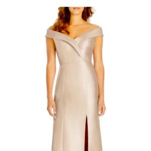ALFRED SUNG Off-Shoulder Champagne Wedding Dress